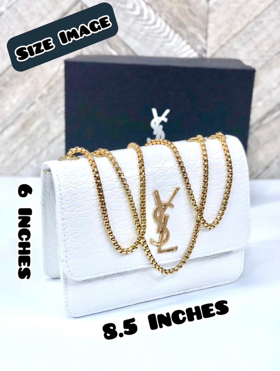 Premium Croc-Embossed Crossbody Bag - Gold Chain Strap