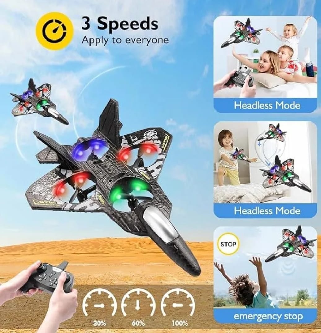 RC Fighter Jet Plane - 2.4G Remote Control with Lights