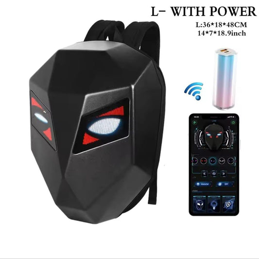 LED Motorcycle Backpack with LED Eyes - Gray