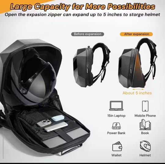LED Motorcycle Backpack with LED Eyes - Gray