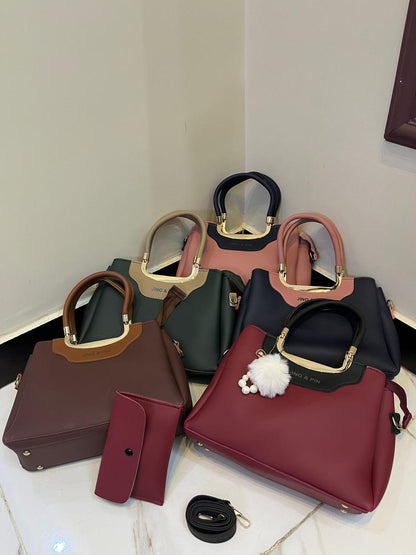 JING & PIN Ladies Handbag with Clutch & Shoulder Strap