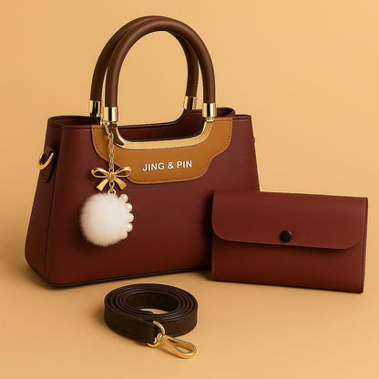 JING & PIN Ladies Handbag with Clutch & Shoulder Strap