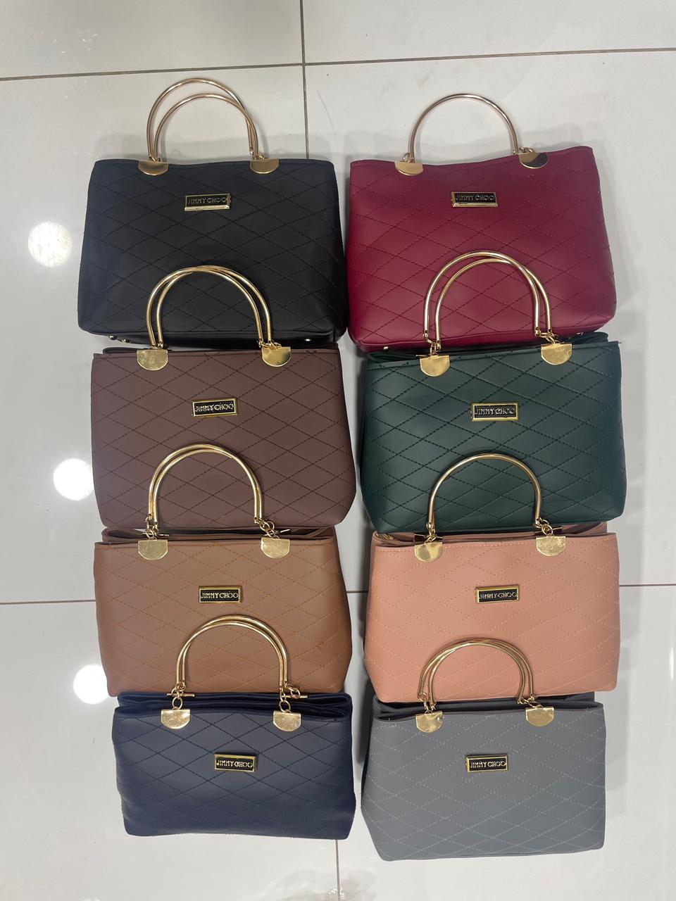 Premium Quilted Faux Leather Handbag - Golden Handles