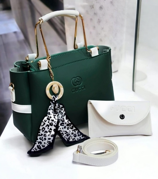 Ladies Handbag with Matching Pouch - Black Elegant Design