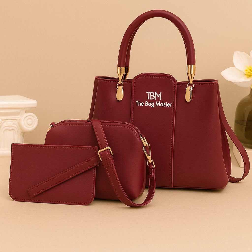 TBM 3-Piece Ladies Handbag - Premium Black Set