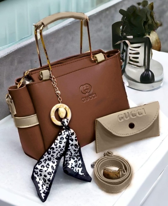 Ladies Handbag with Matching Pouch - Black Elegant Design