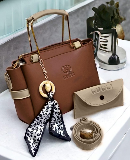 Ladies Handbag with Matching Pouch - Black Elegant Design