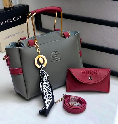 Ladies Handbag with Matching Pouch - Black Elegant Design