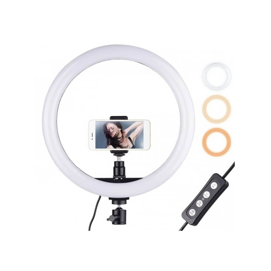 10-inch LED Ring Fill Light - Phone Holder & Dimmer