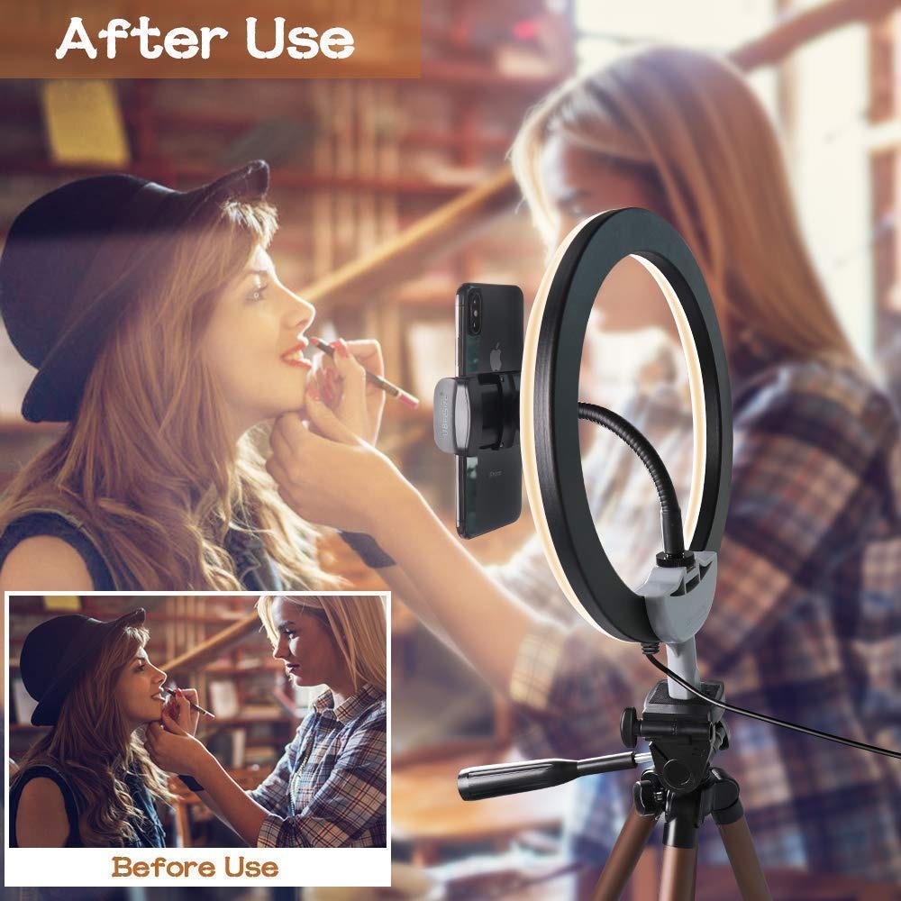 10-inch LED Ring Fill Light - Phone Holder & Dimmer