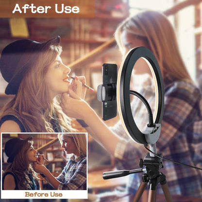 10-inch LED Ring Fill Light - Phone Holder & Dimmer
