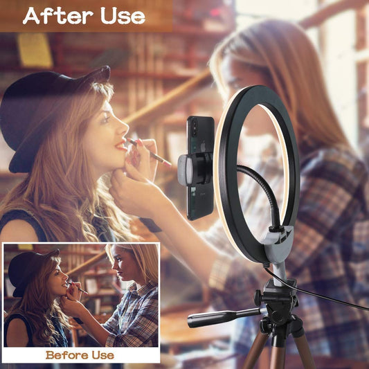 10-inch LED Ring Fill Light - Phone Holder & Dimmer