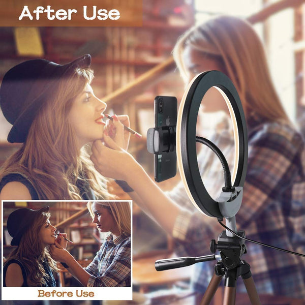 10-inch LED Ring Fill Light - Phone Holder & Dimmer