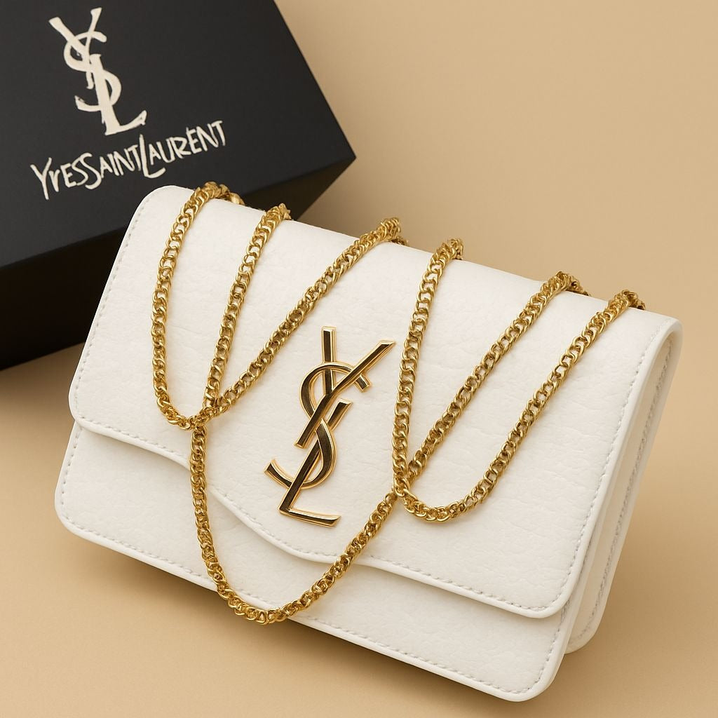 Premium Croc-Embossed Crossbody Bag - Gold Chain Strap