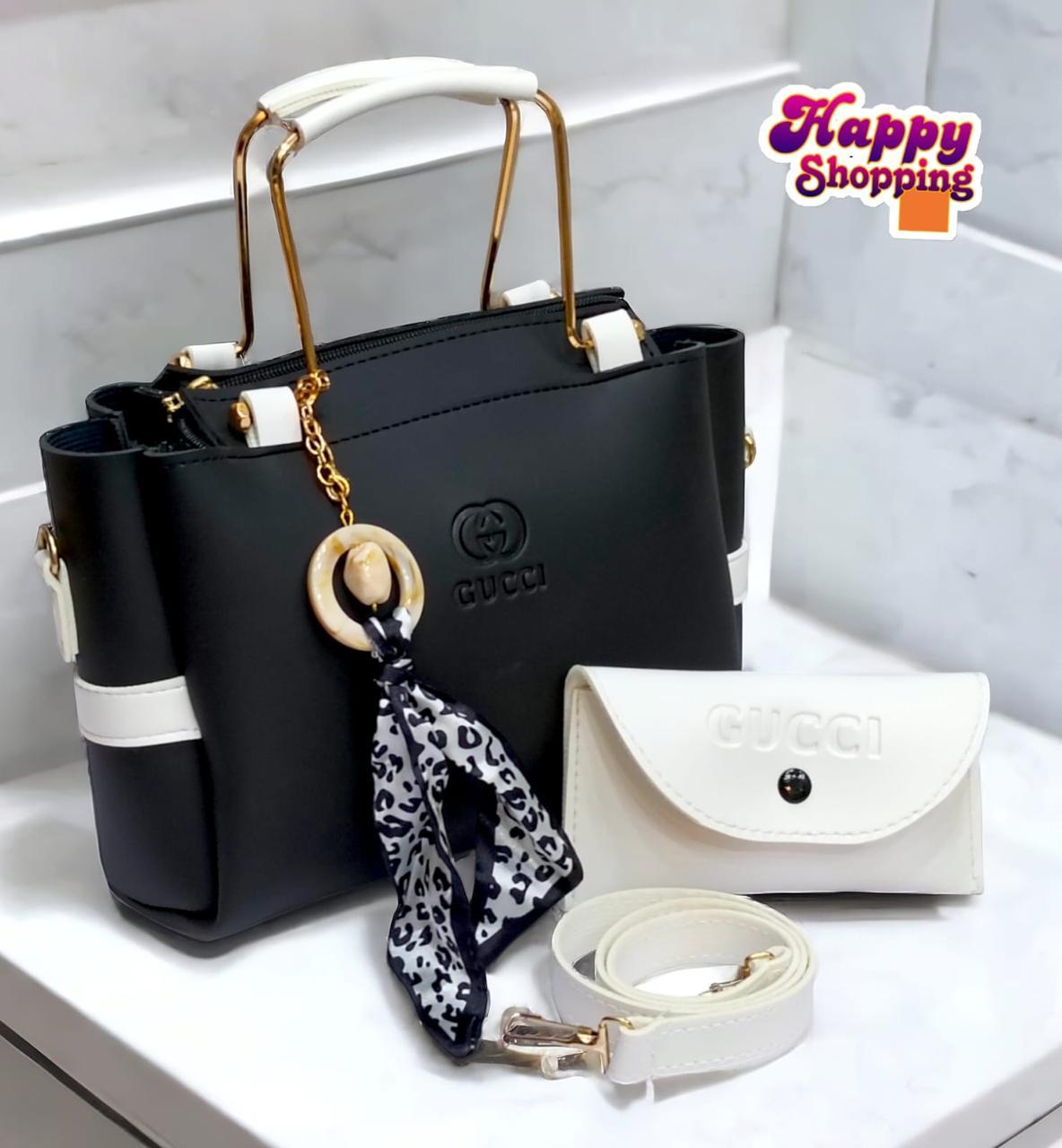 Ladies Handbag with Matching Pouch - Black Elegant Design