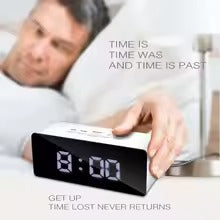 Digital LED Mirror Alarm Clock - Time & Temperature