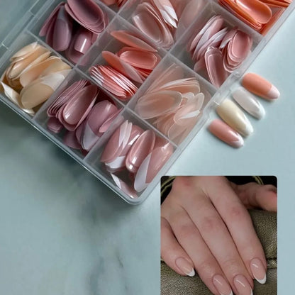 144 Pcs Multicolor False Nails Box - Nail Art Set