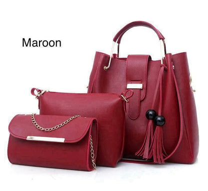 Elegant 3-Piece Handbag Set - Black Shoulder & Crossbody