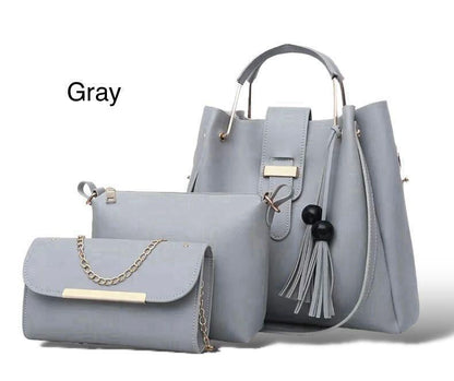 Elegant 3-Piece Handbag Set - Black Shoulder & Crossbody