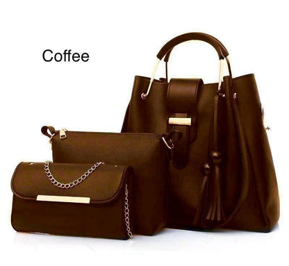 Elegant 3-Piece Handbag Set - Black Shoulder & Crossbody
