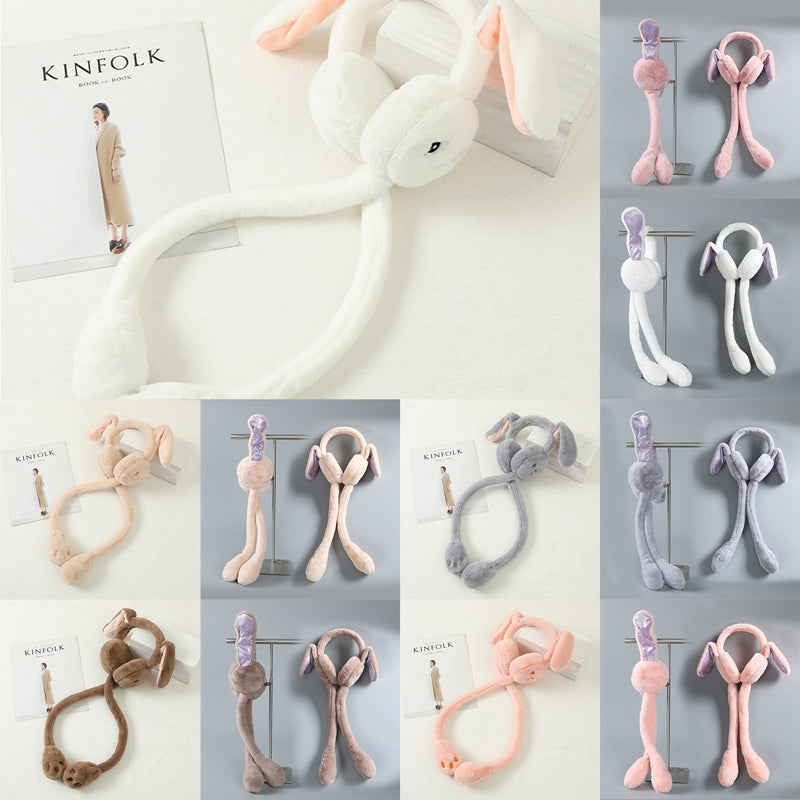 Cute Jumping Rabbit Earmuffs Hat with Moving Ears