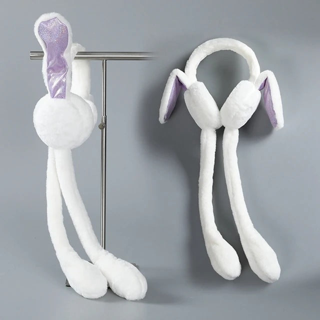 Cute Jumping Rabbit Earmuffs Hat with Moving Ears