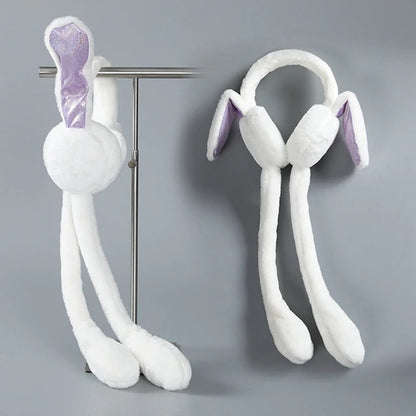 Cute Jumping Rabbit Earmuffs Hat with Moving Ears