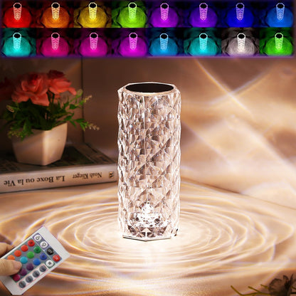 Crystal Rose Diamond Lamp - 16 Color LED Touch Light