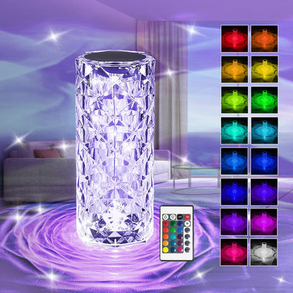 Crystal Rose Diamond Lamp - 16 Color LED Touch Light