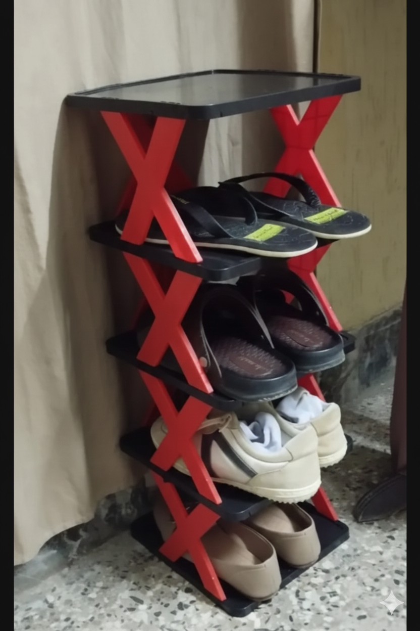 4-Layer Foldable Shoe Rack - Space-Saving Organizer