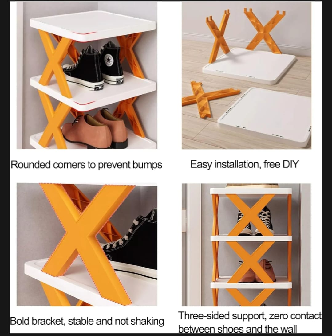 4-Layer Foldable Shoe Rack - Space-Saving Organizer