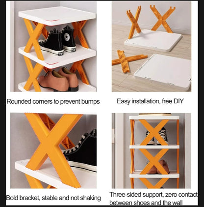 4-Layer Foldable Shoe Rack - Space-Saving Organizer