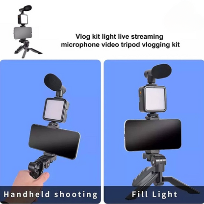 Vlogger Video Kit - LED Light, Microphone & Tripod