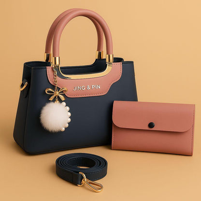 JING & PIN Ladies Handbag with Clutch & Shoulder Strap