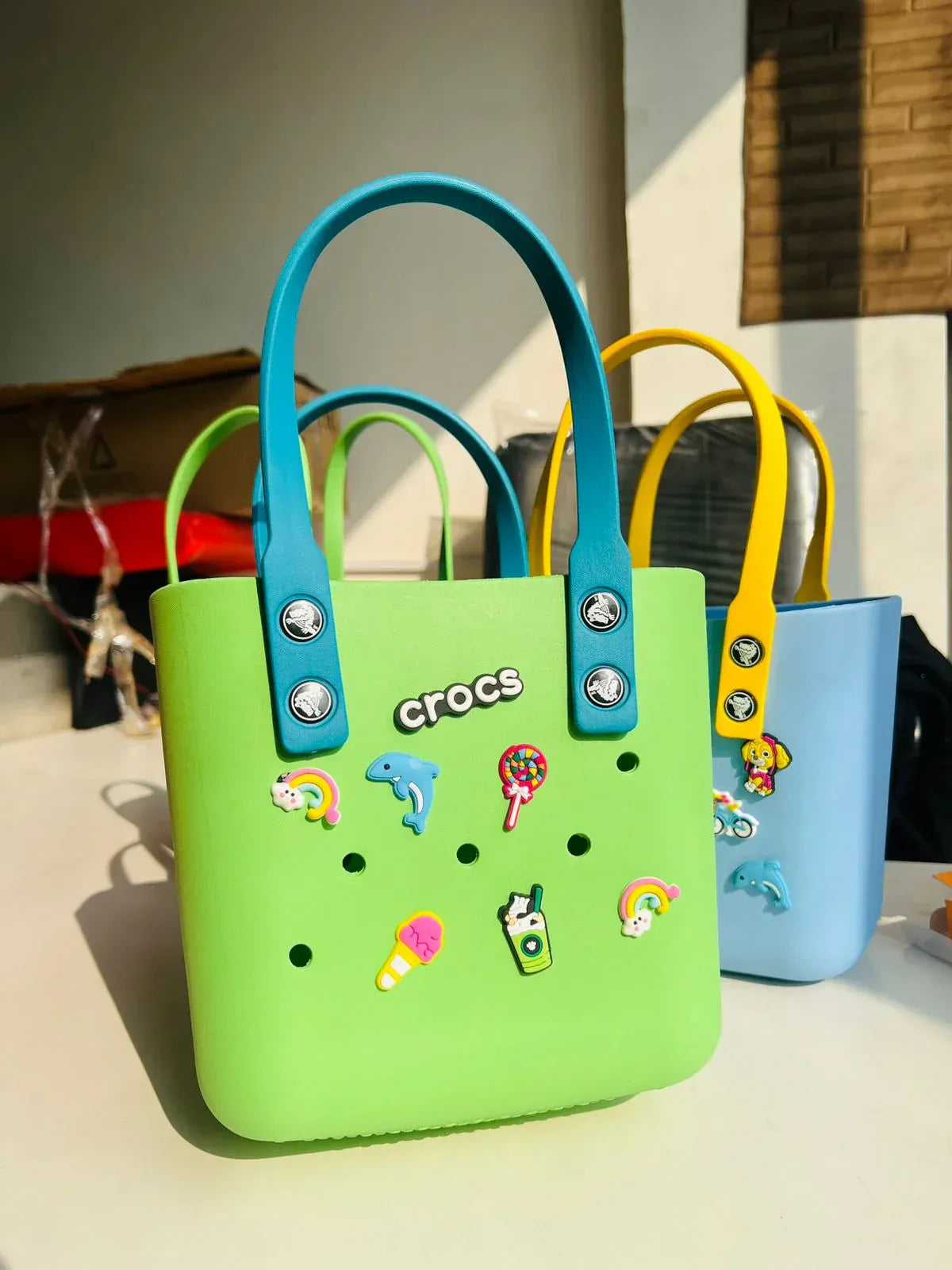 Crocs Bag - Stylish Silicone Tote with Charms